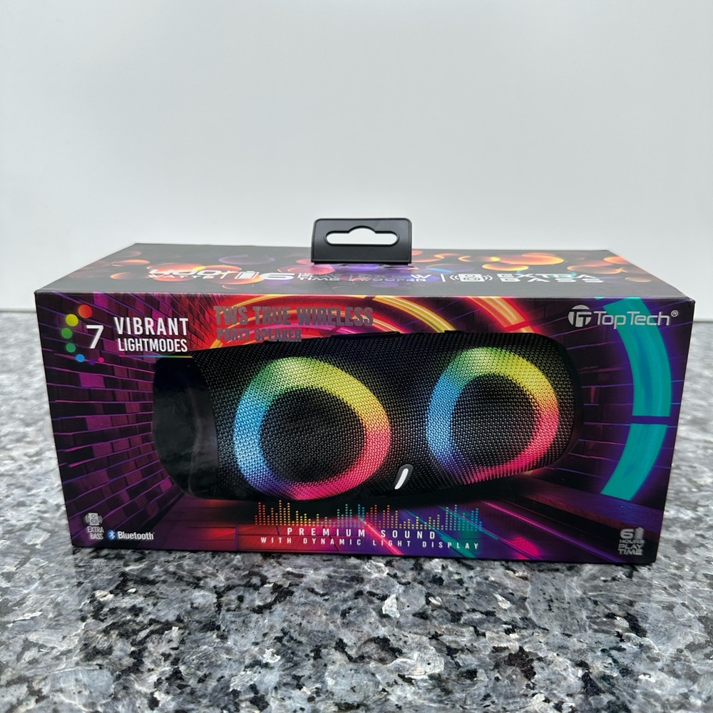 Top Tech TWS True Wireless Party Speaker - Black 7-VIBRANT LIGHTMODES.